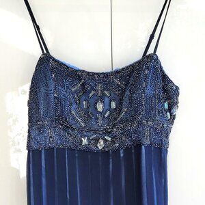 Adrianna Papell 100% Silk Beaded Dress Size 14